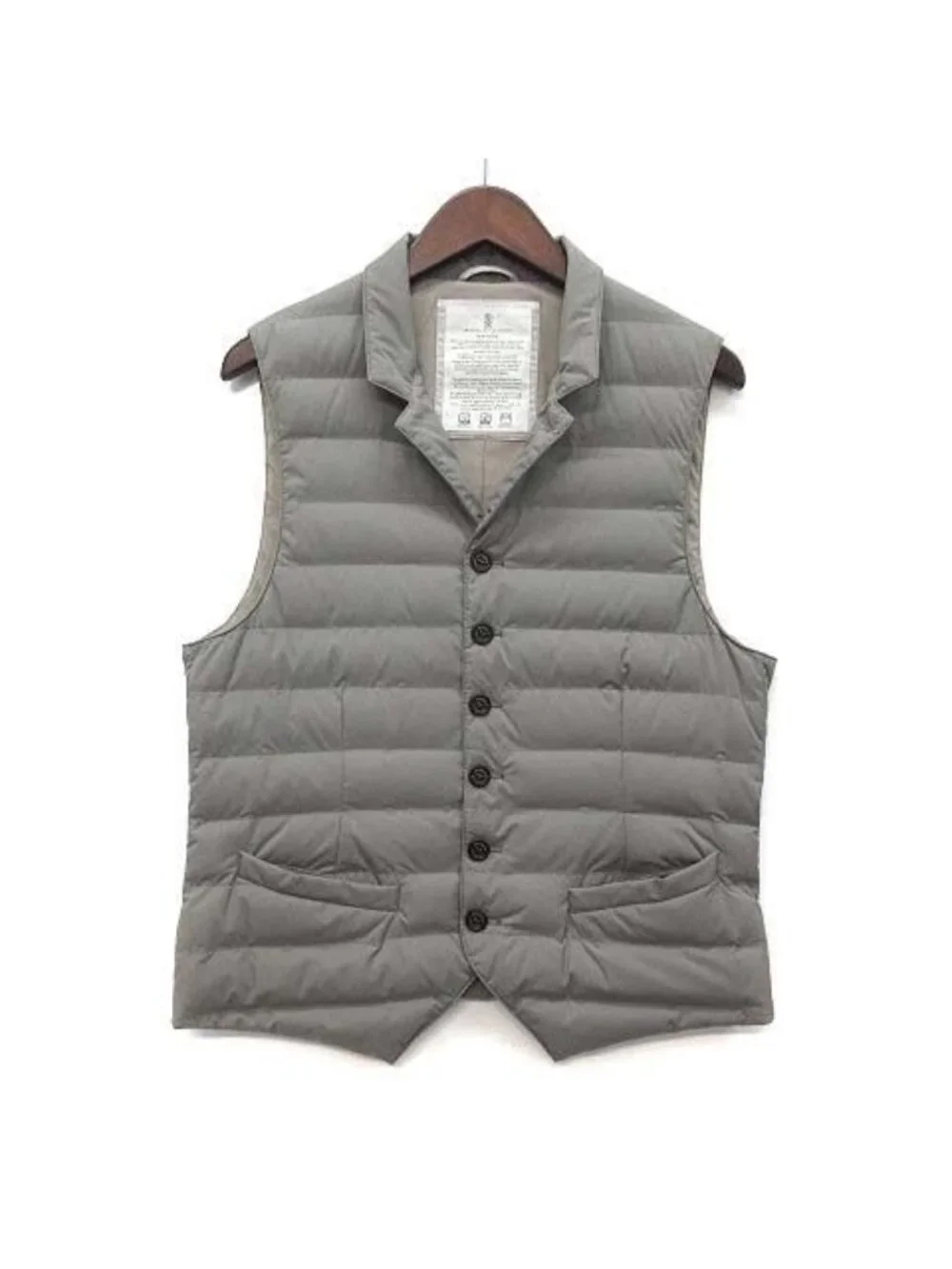 Brunello Cucinelli Light Down Vest Gilet Gray XS